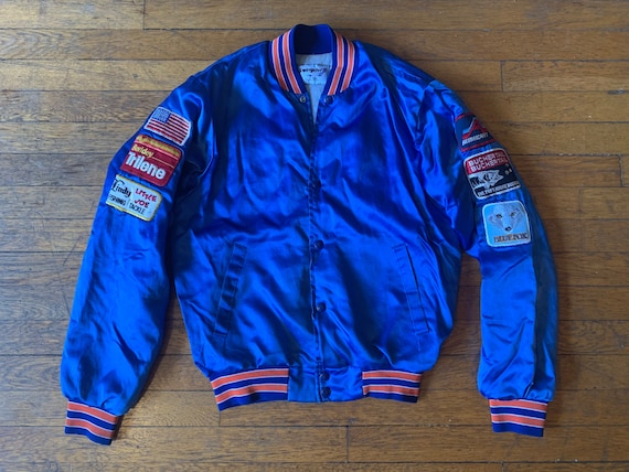 Small 80s Patched Satin Fishing Bomber Jacket Bass Fishing Pro