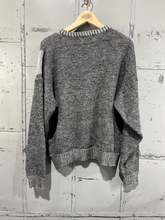 Vintage 80s Gray square pattern wool acrylic swea… - image 4