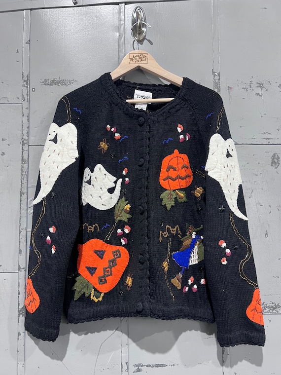 90s Halloween picture Knit Cardigan Sweater Fall O