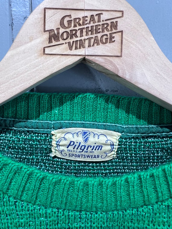 Small 50s Sweater Ski pilgrim  Wool Picture Knit … - image 5