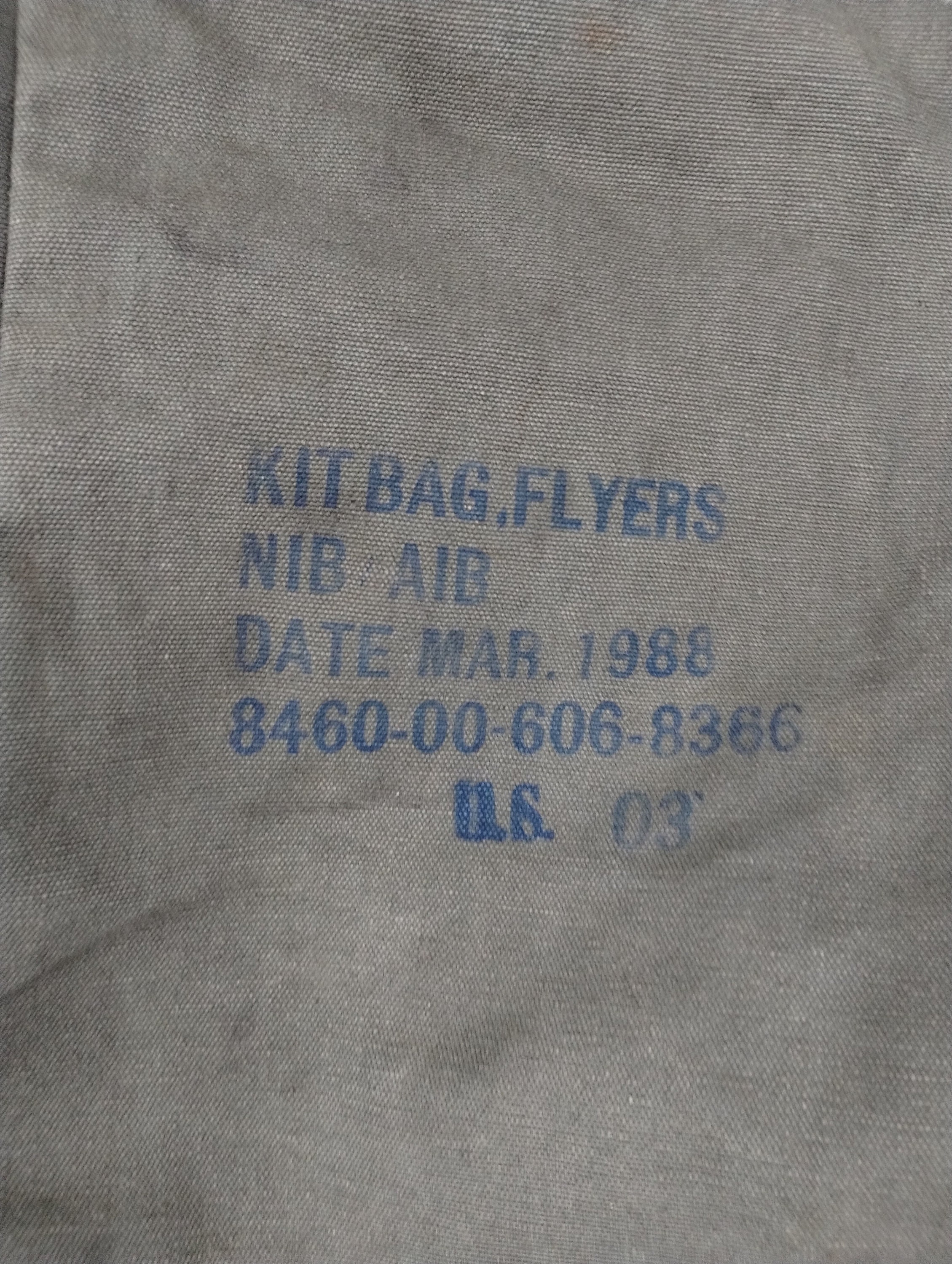 70〜80's アビエーターバッグ/コットン製/made in USA/USAF 70〜80's アビエーターバッグ/コットン製/made in USA/USAF US