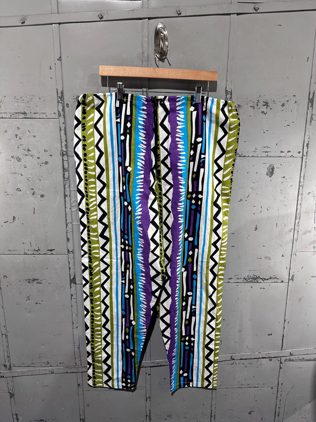 Vintage 90s Skidz NWT Vibrant Geometric Aztec Baggy Cotton Surf
