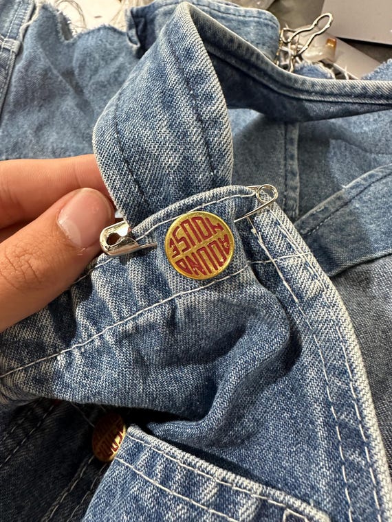 Vintage 70s Round House Blue Denim Distressed Farmer Workwear