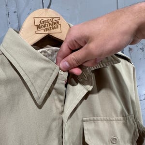 True Vintage 50-tals Lautersteins märke Gabardin militär officersuniform jordfärgad beige skjorta med knappar bild 8