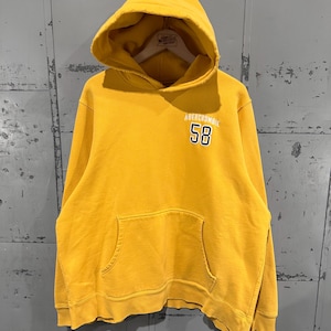 Vintage 90s Abercrombie Brand Mustard Yellow Distressed #58 Pullover Hoodie XL