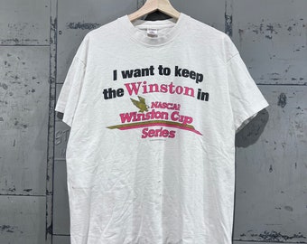 Size xl 90s nascar Winston distressed t shirt cigarettes cigs liquor