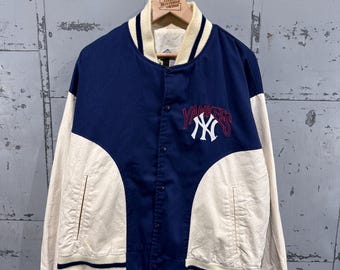 Kurtka baseballowa MLB MLB z bawełny z lat 90. w stylu vintage, rozmiar L, z nadrukiem New York Yankees MLB