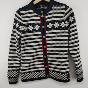 Vintage Dale of Norweger Wolle Strickjacke Cardigan Spange Norweger Small