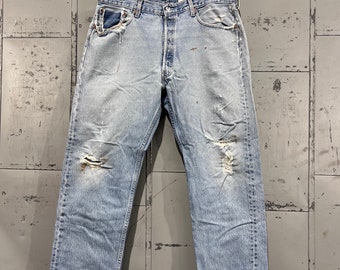 38x30 90er Levi's 501 xx Jean Lightwash Wash Hose Cowboy Western Streetwear im Used-Look