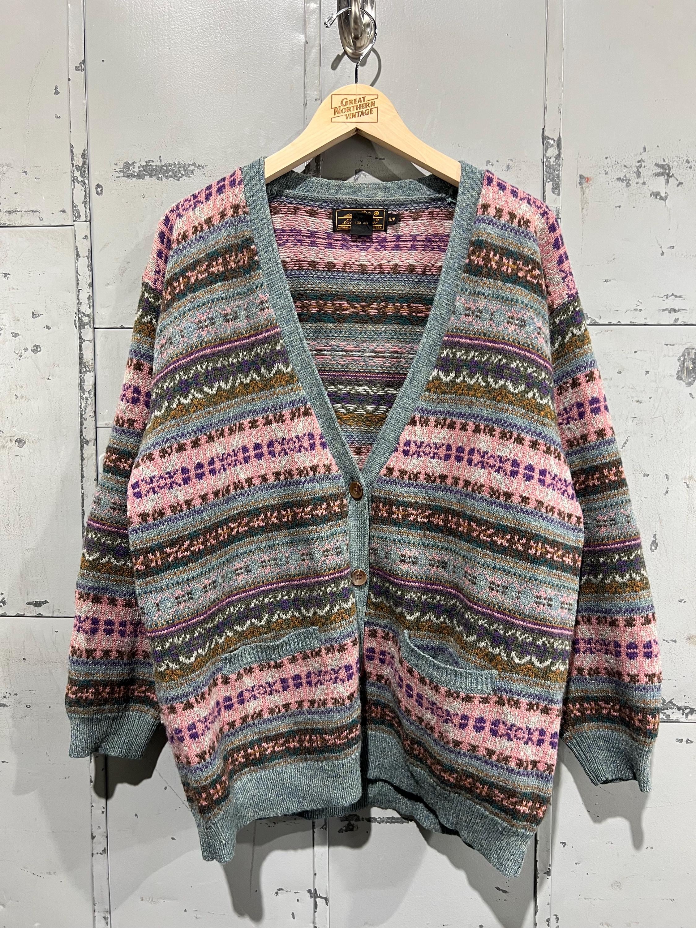 Cardigan Boutonné Tricoté Eddie Bauer Taille XL - Côtelé, Mélange Coton, Occasion Très Bon état
