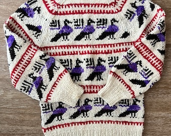 Vintage Ecuadorian Wool Bird Sweater