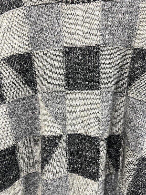 Vintage 80s Gray square pattern wool acrylic swea… - image 2