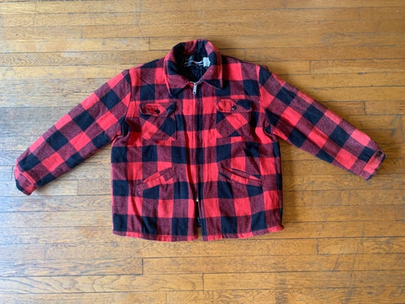 70s Montgomery Ward Wool Flannel Buffalo Plaid Shacke… - Gem