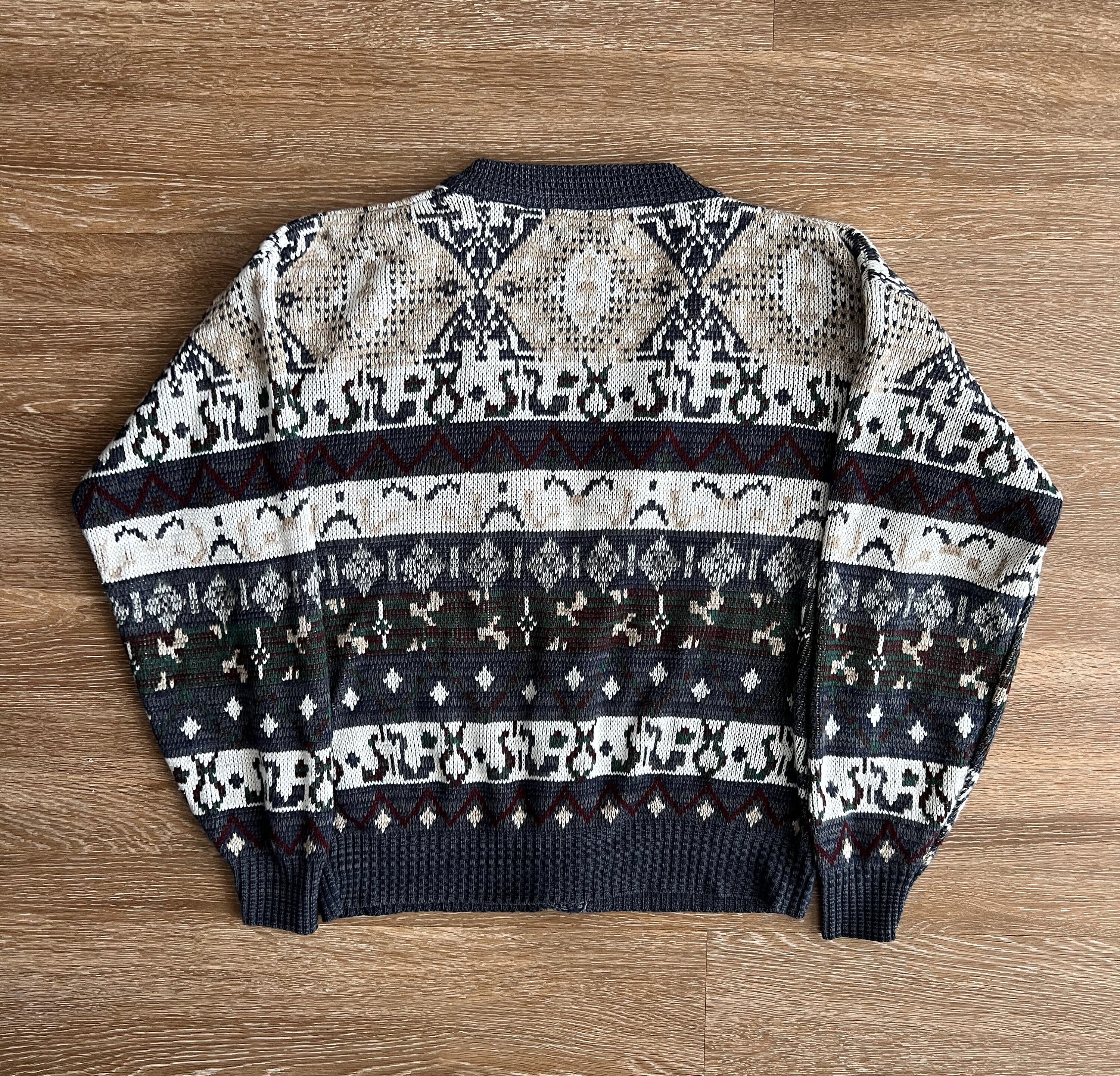 80's Design Crew Funky Cardigan Sweater Size Large Mr