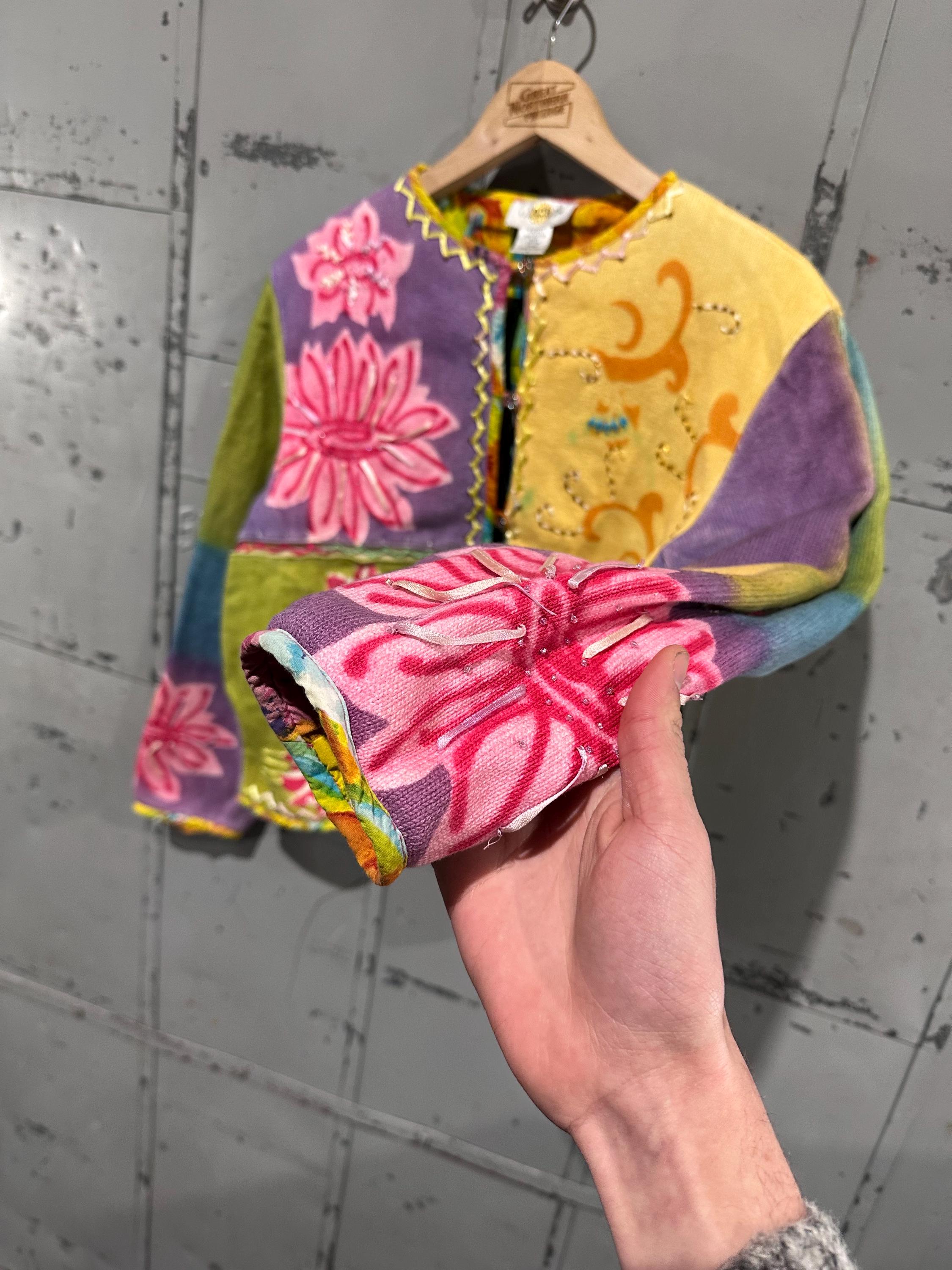Vintage 90s Sandy Starkman Patchwork Indie Rainbow Whimsical