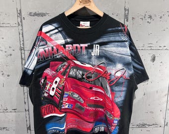 Vintage 90s Dale Earnhardt Monte Carlo Black Nascar AOP Racing Streetwear Graphic T-Shirt Large