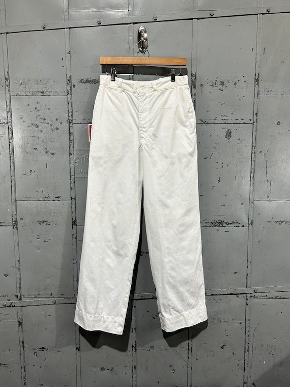 True Vintage 40s US Navy White Cotton Sailor's Chinos Button Fly
