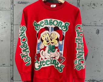 Vintage Mickey Mouse Christmas Crewneck Sweatshirt Season Greetings