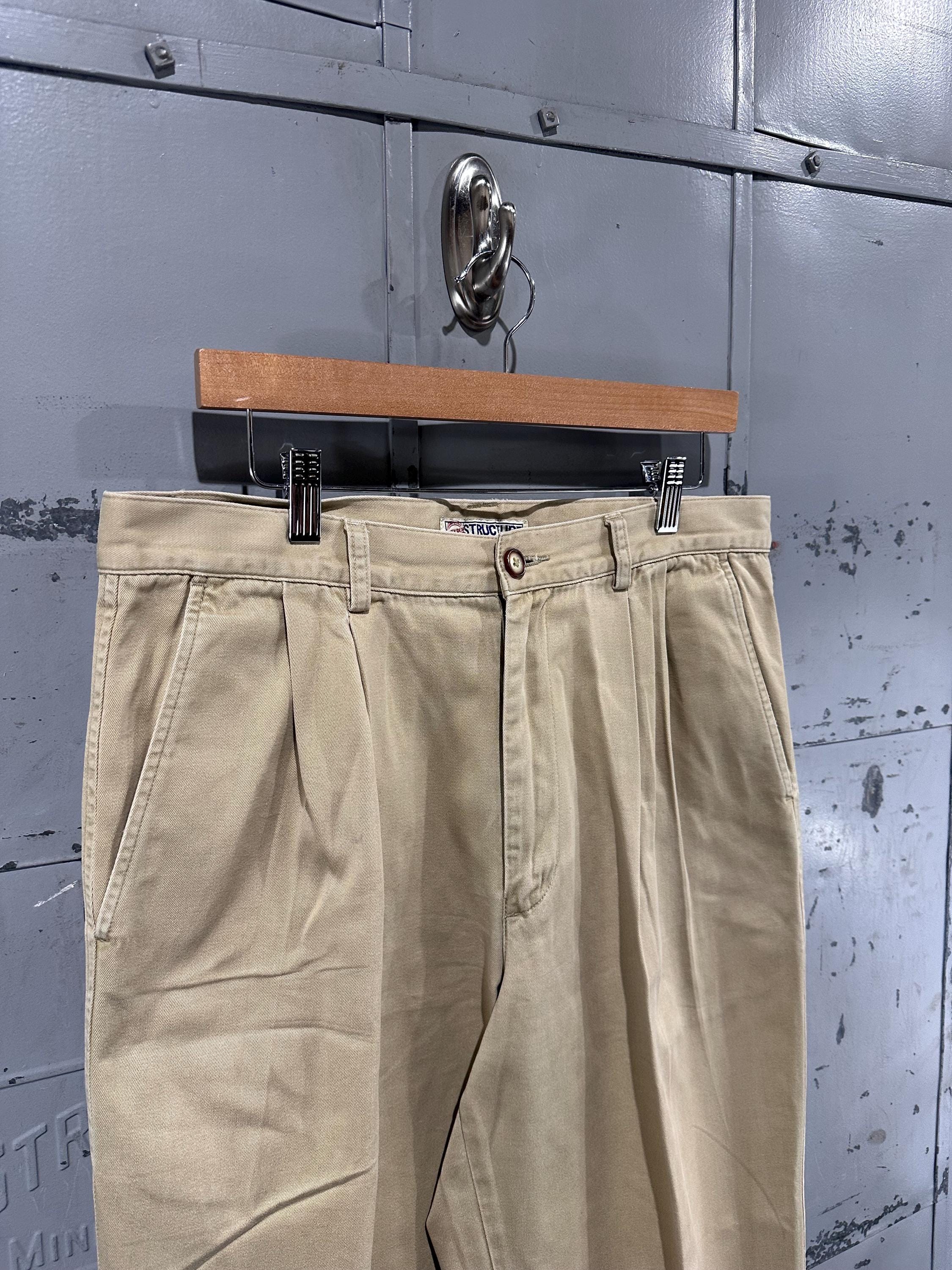 Vintage 90s Structure Brand Urban Utility Beige Pleated Cuffed
