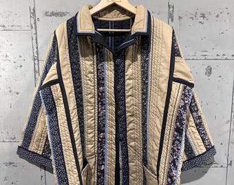 Vintage 90s Matisse Reworked Patchwork Multi Colored Quilt Style Cottage Core Button Up Jacket Chore Barn Coat