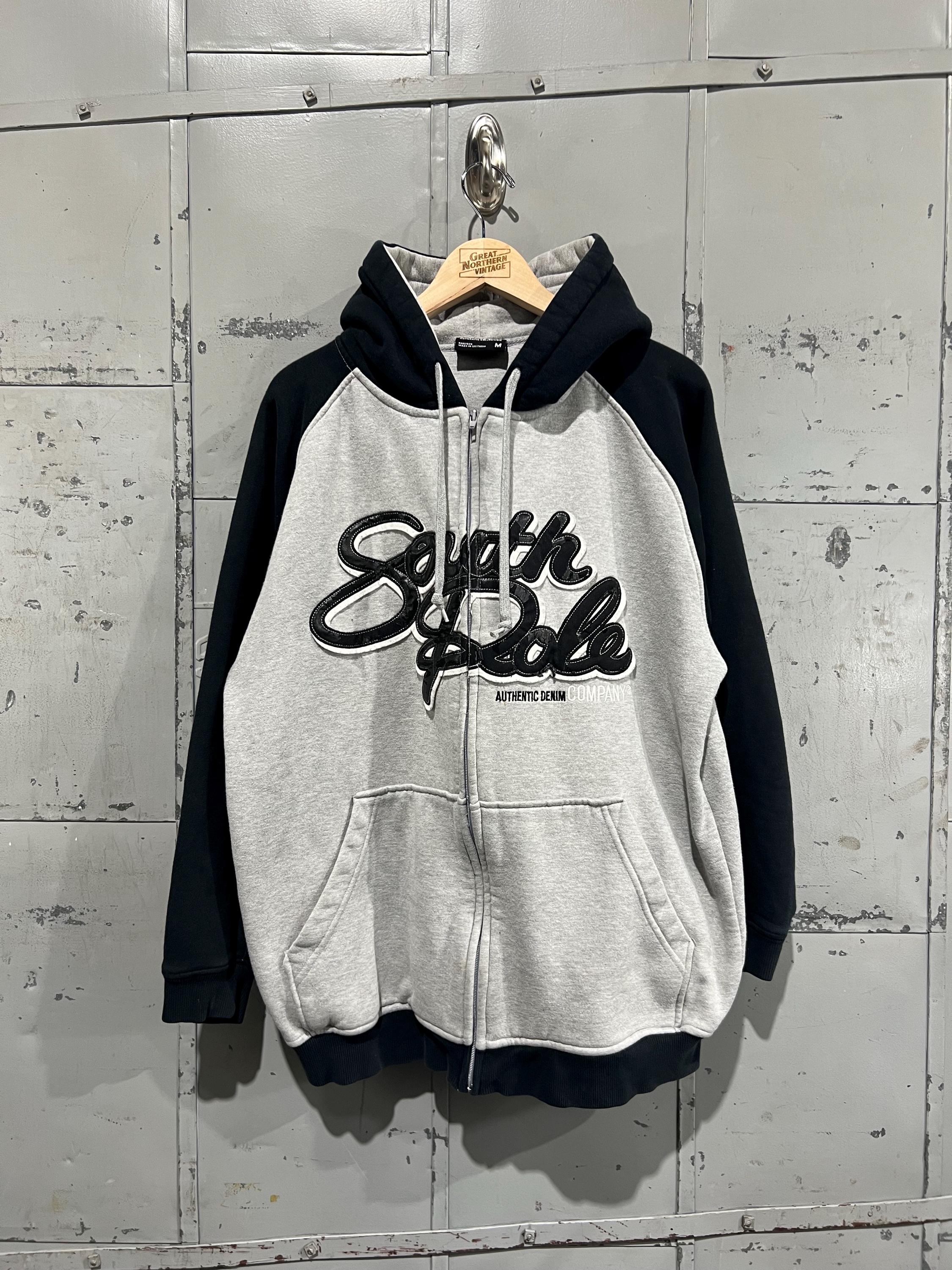 00s Southpole Zip up Baggy Hoodie Gray and Black Embroidered