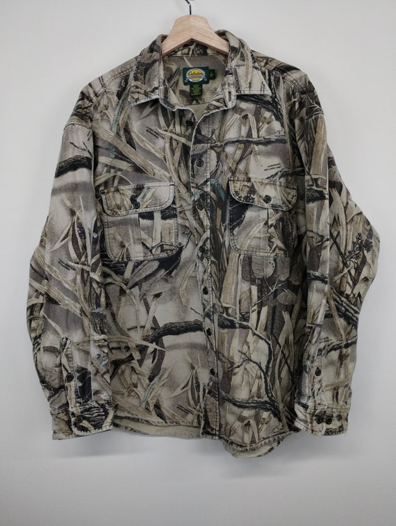 XL 90s Cabelas Reed Camo Chamois Cloth Shirt Shack