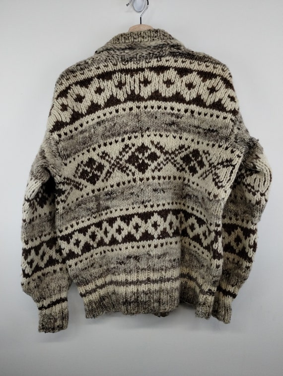 S 50s Darwin's Cowichan Indian Knit Zip-Up Cardig… - image 4