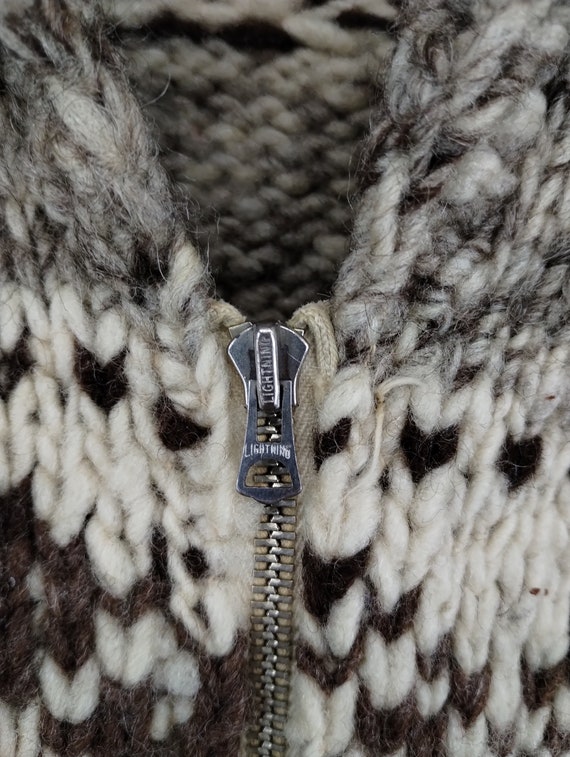 S 50s Darwin's Cowichan Indian Knit Zip-Up Cardig… - image 5