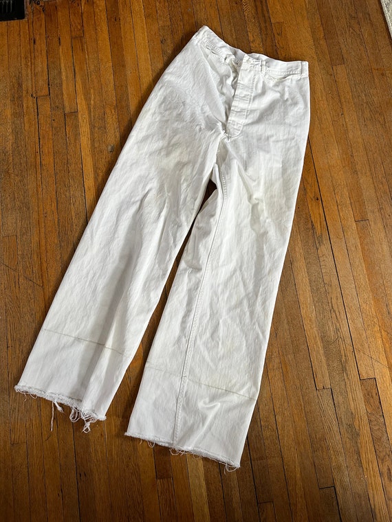 30 x 32 50s US Navy White Cotton Sailor's Pants Butto… - Gem