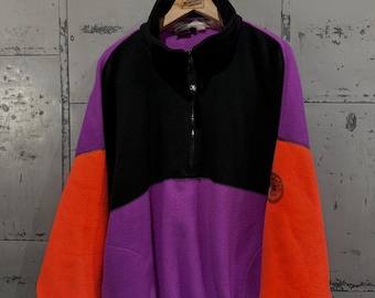 Vintage 80s OP Ocean Pacific Fleece Jacket Color Block Surf 80s