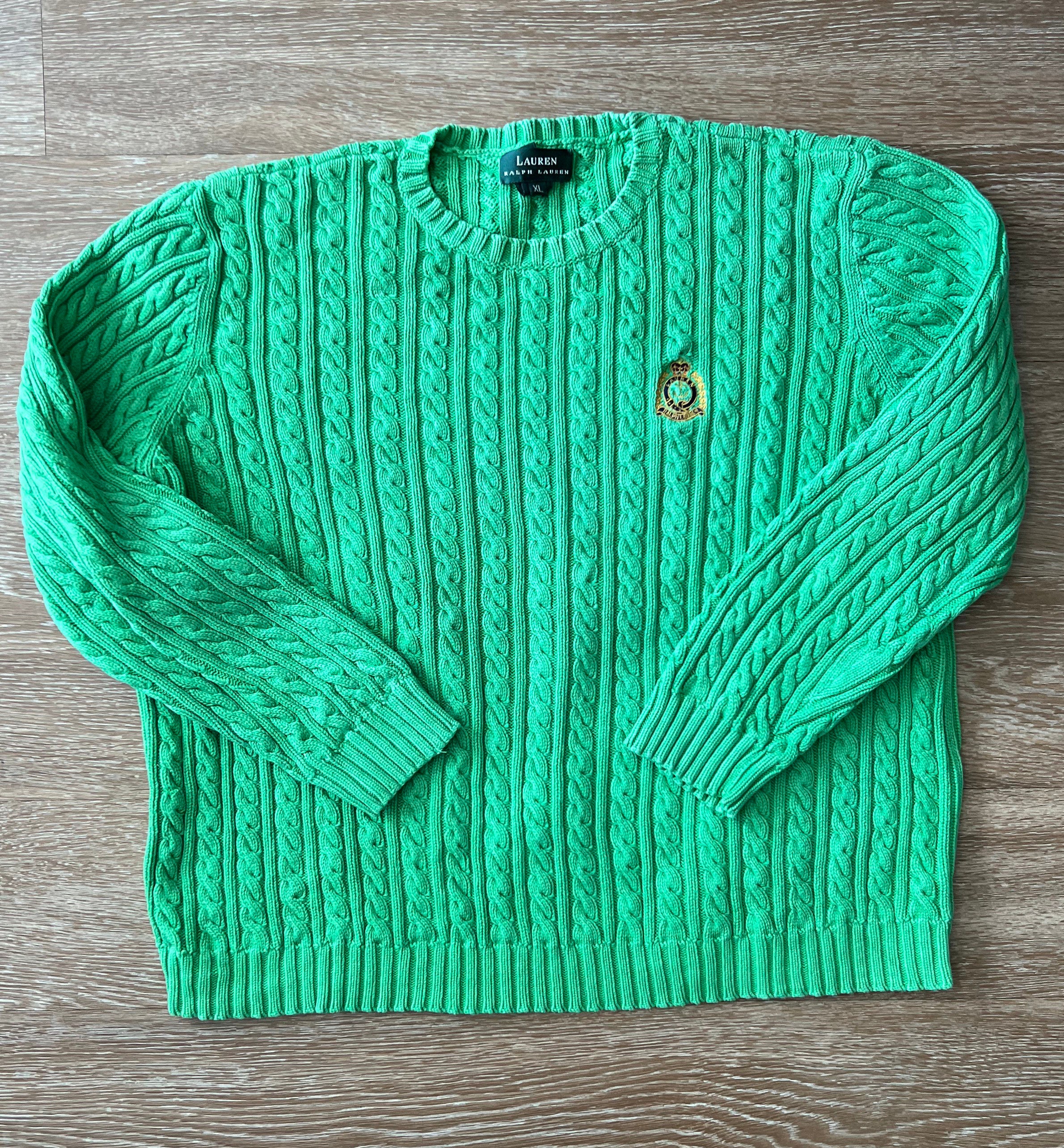 Ralph lauren green cable top knit