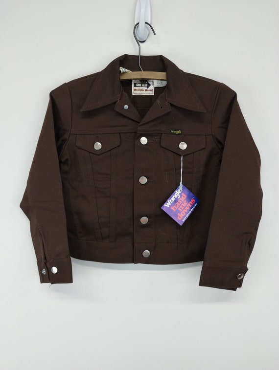 90s Children's Wrangler One Way Trucker Jacket Size 10 Brown