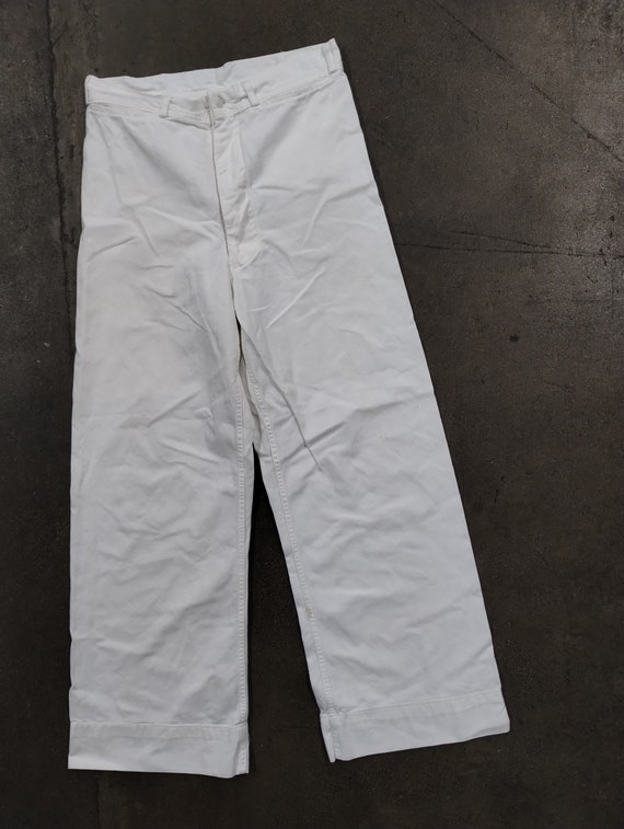 30 x 29 50s US Navy White Cotton Sailor's Pants B… - image 1