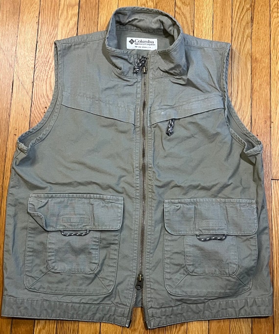 Columbia Vintage Fishing Vest Men's XL Brown Cotton G… - Gem