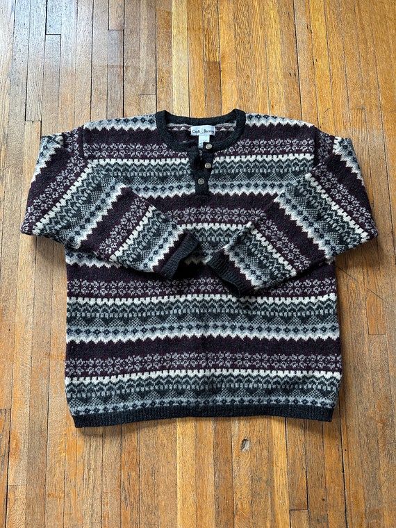 90’s Wool Blend Collared Striped Cardigan Sweater 