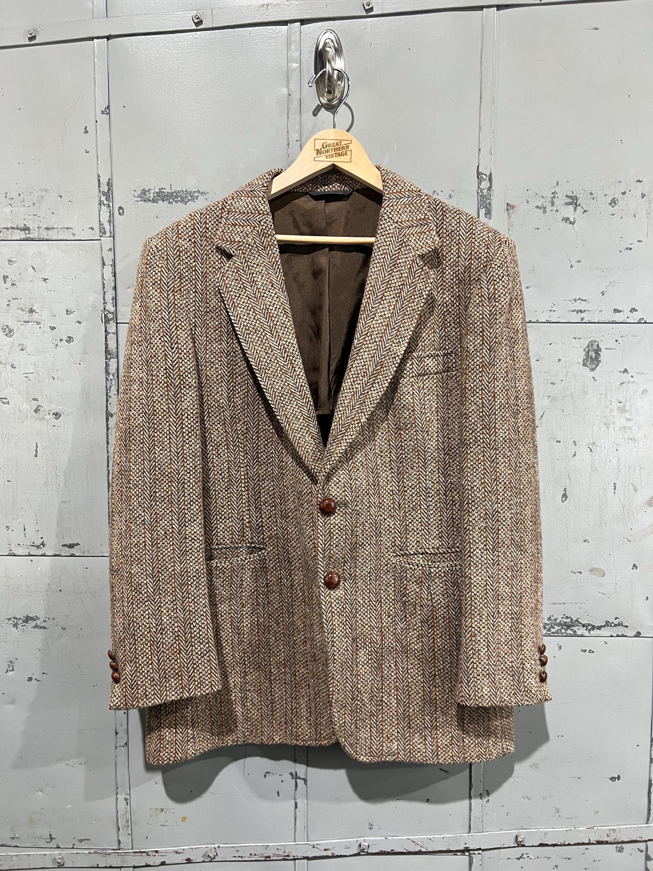 80s Harris Tweed Hand Woven Unisex Blazer Wool 1980s Jacket Suit 