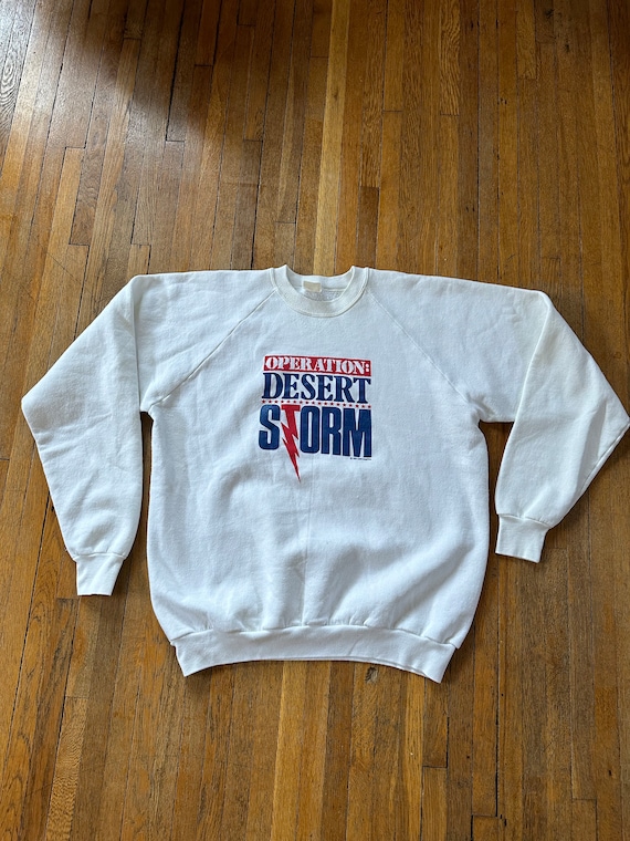 80s desert storm crewneck sweatshirt men’s XL mil… - image 1