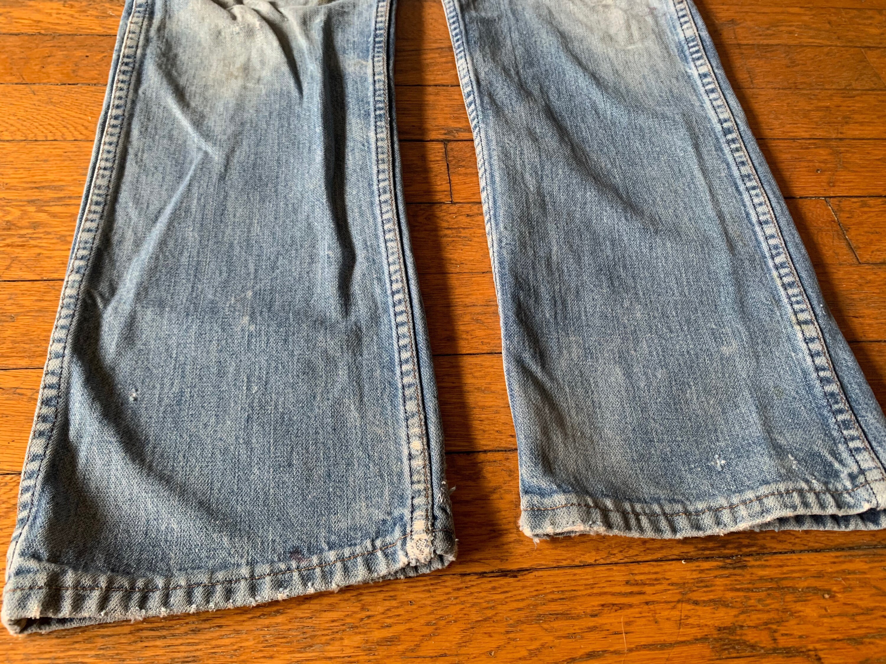 70s Maverick Heavily Distressed and Repaired Denim Blue Jeans - Etsy