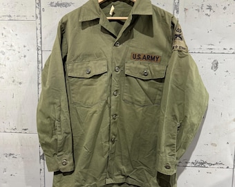 70&#39;s OG-507 Poly -Cotton Fatigue Button Up Shirt- Vietnam War(Army Green)