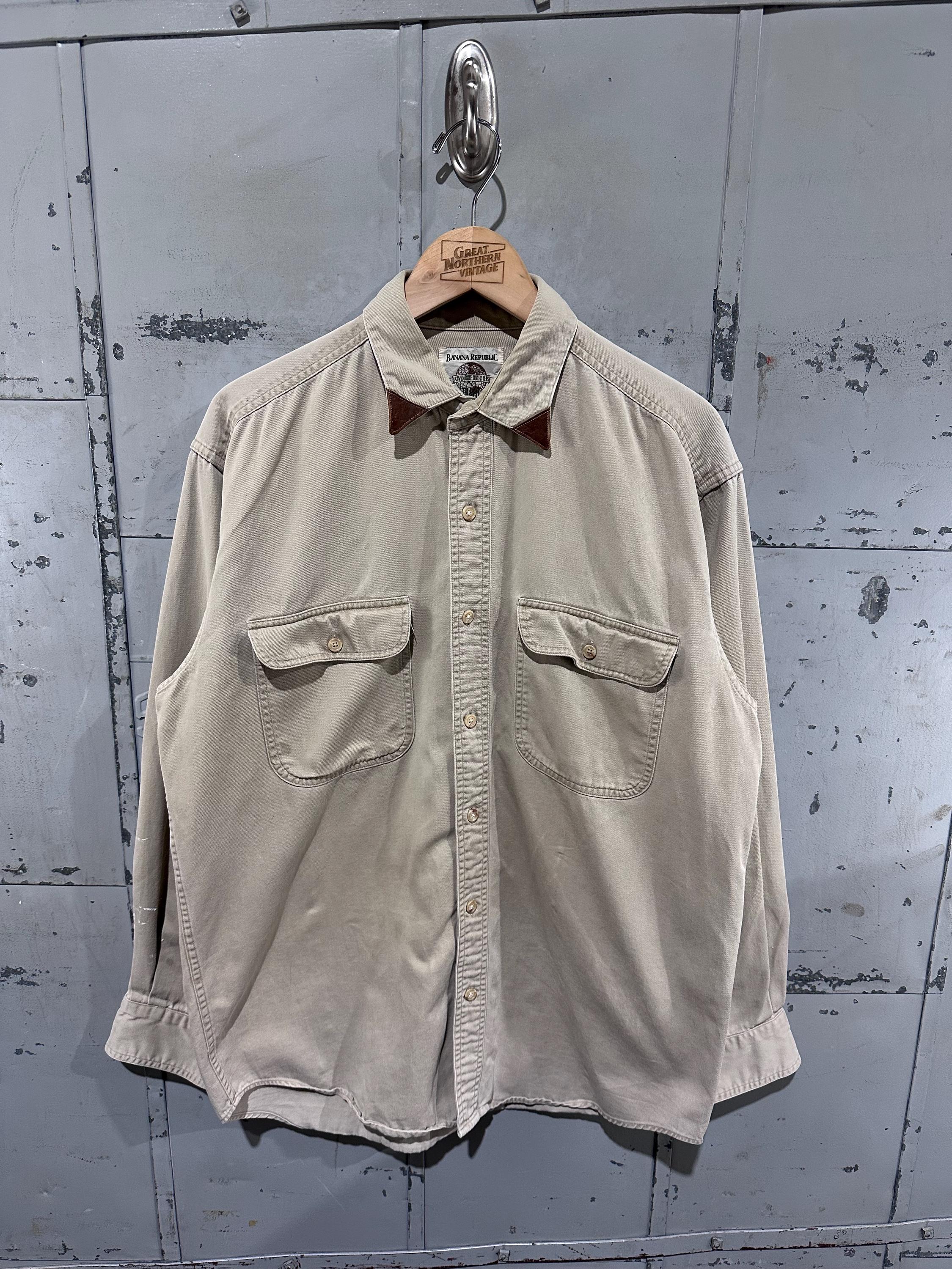 Vintage 90s Banana Republic Beige Leather Accents Safari Granola