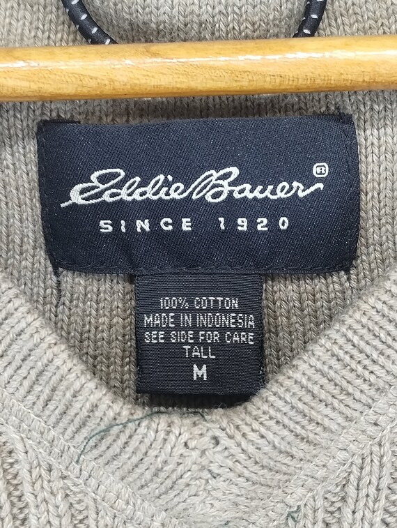 M 90s Eddie Bauer Tan Cardigan Vest Knit Sweater … - image 2