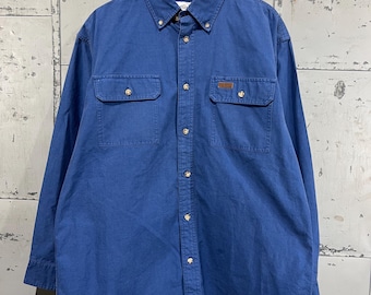 Vintage Carhartt Workwear Shirt Button XL Mens Long Sleeve Blue