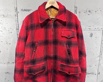 Vintage 1950s Western Field Montgomery Ward Buffalo Plaid Wool