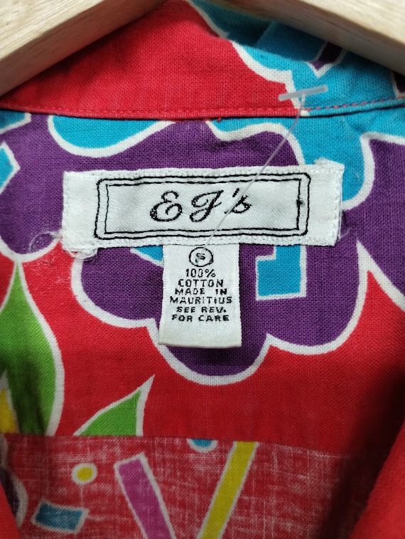 S  90’s EJ's Aloha Floral Shirt S Cotton 1990s 19… - image 4