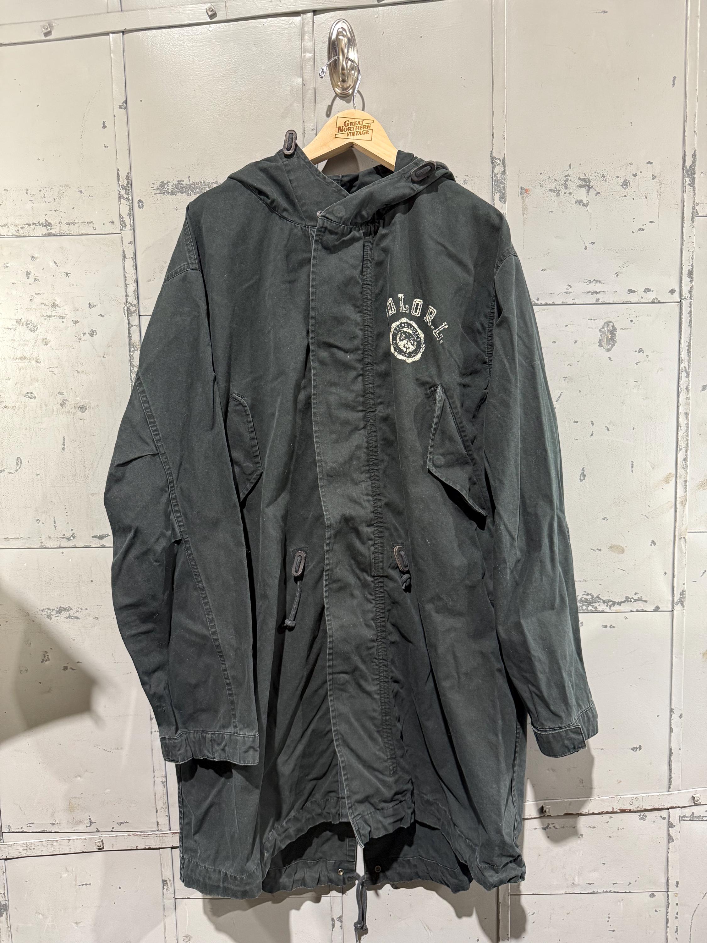 Vintage 90s Polo Ralph Lauren Fishtail Parka Black Stencil Polo