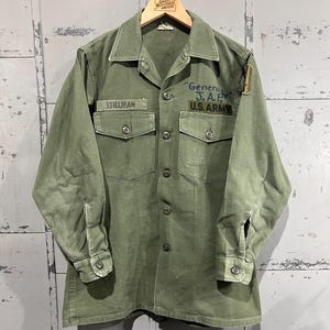70&#39;s OG-107 Fatigue Button Up Shirt Vietnam War Army Green Uniform