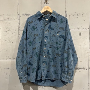 Vintage Eddie Bauer Distressed und repariert Angelsee Jagd-Shirt-Jacke Herren Large Chamois Tuch