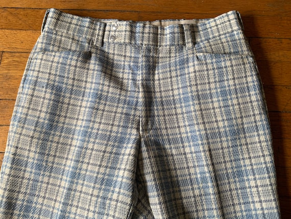 70s 37x30.5 Plaid Flared Pants - image 3