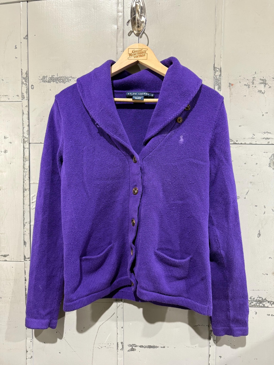 Vintage 90s Polo Ralph Lauren Knit Sweater Cotton Women's Shawl