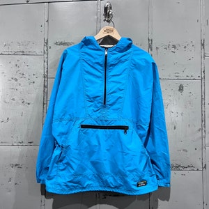 May include: A light blue hooded jacket with a zipper closure and a small pocket on the front. The jacket has a  "LL Bean" logo on the bottom right side.